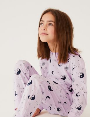 M&S Girls 2pk Pure Cotton Cosmic Print Pyjama Sets (6-16 Yrs)