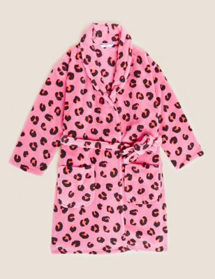 M&S Girls Fleece Leopard Dressing Gown (6-16 Yrs)