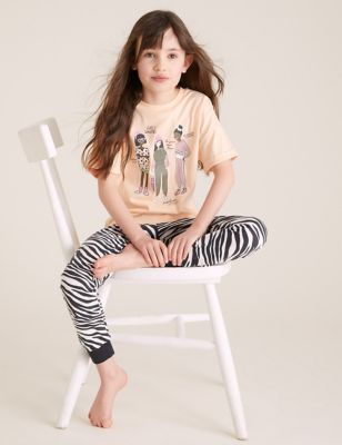 Pyjama 100 % coton avec texte « Girls Unite » (du 6 au 16 ans) - Multi