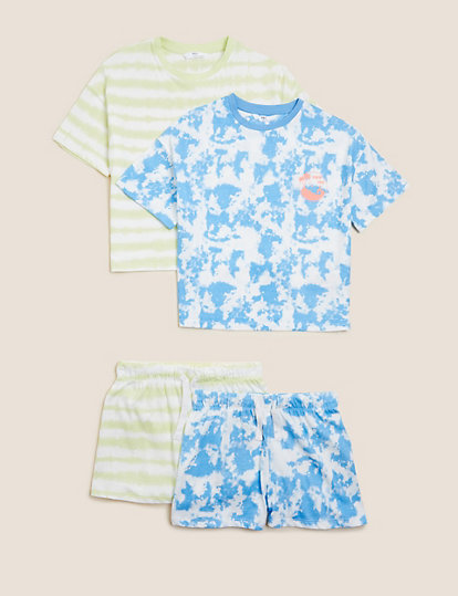 2pk Pure Cotton Tie Dye Short Pyjama Set (6-16 Yrs)