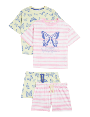 

Girls 2pk Pure Cotton Butterfly Short Pyjama Sets (6-16 Yrs) - Pink Mix, Pink Mix