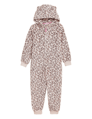 

M&S Collection Pijama de una pieza con capucha de leopardo (6-16 años) - Pink Mix, Pink Mix