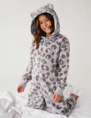 

M&S Collection Fleece-Einteiler mit Leopardenmuster (6-16 Jahre) - Grey Mix, Grey Mix