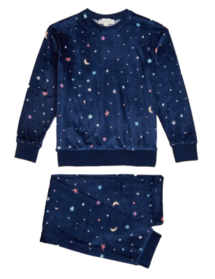 

Girls M&S Collection Velour Celestial Lounge Pyjama Set (6 - 16 Yrs) - Blue Mix, Blue Mix