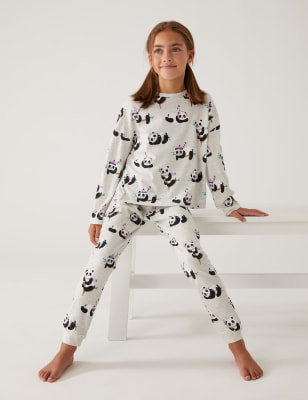 2pk Cotton Rich Panda Pyjamas 6 16 Yrs