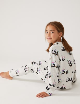 2pk Cotton Rich Panda Pyjamas 6 16 Yrs