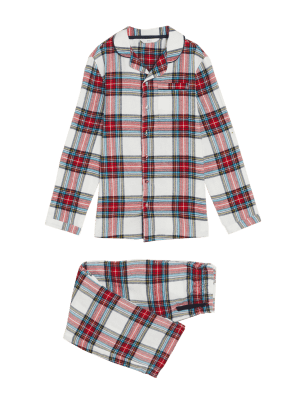 

Unisex,Boys,Girls M&S Collection Pure Cotton Checked Pyjamas (1-16 Yrs) - Cream Mix, Cream Mix