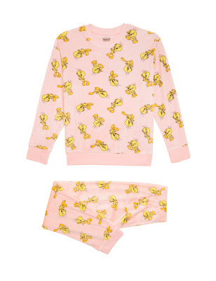 

M&S Collection Velours-Schlafanzug mit Looney Tunes™-Motiv (6-16 J.) - Pink Mix, Pink Mix