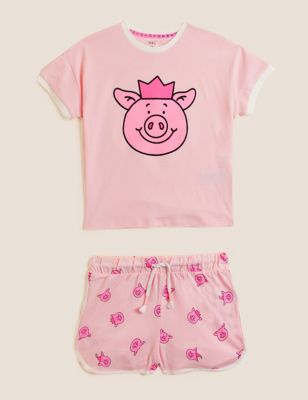 

Girls M&S Collection Pure Cotton Percy Pig™ Short Pyjama Set (2-16 Yrs) - Pink Mix, Pink Mix
