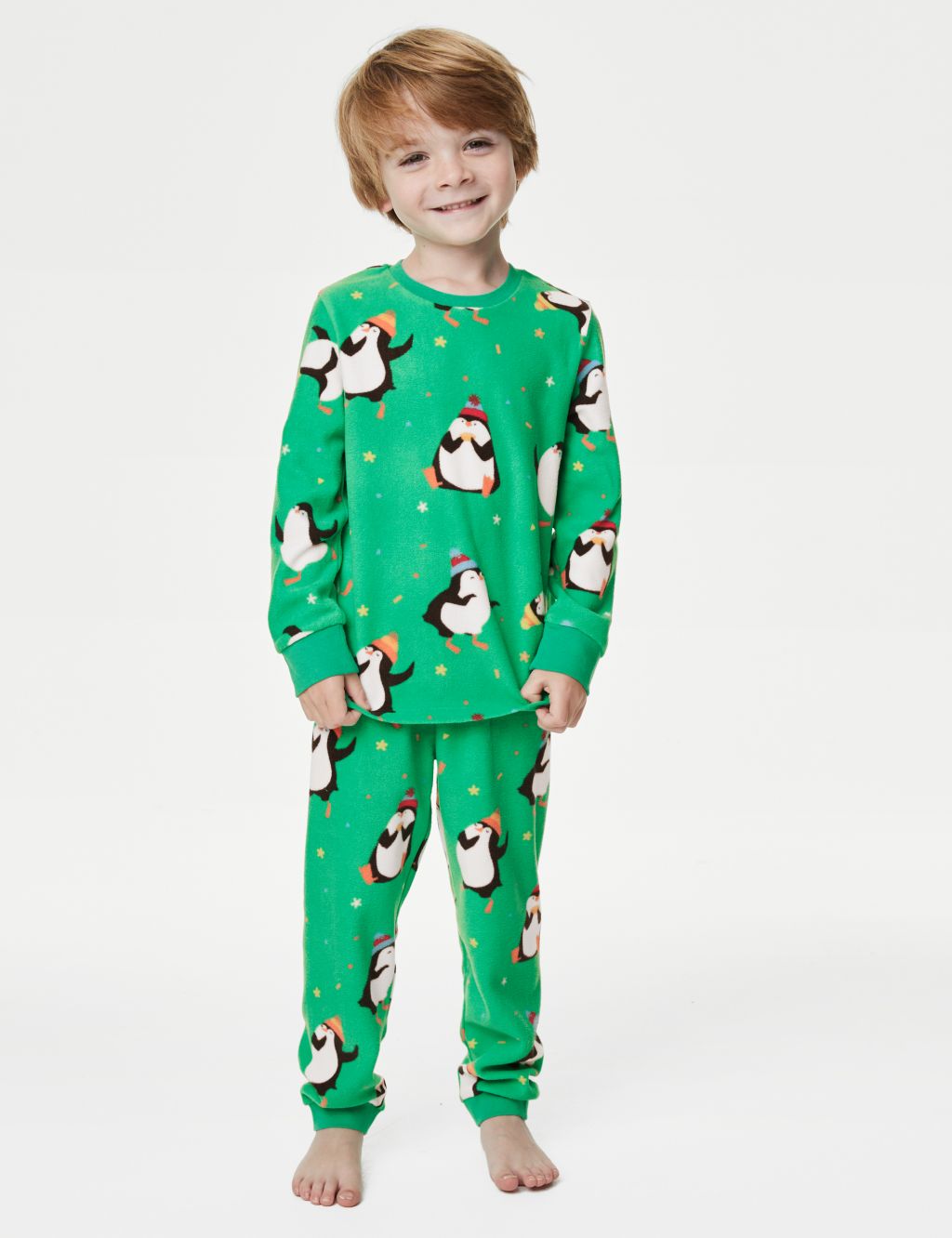 Fleece Penguin Christmas Pyjamas (1-8 Yrs) image 1