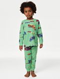 Puur katoenen pyjama met transportprint (1-8 jaar)