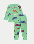 Puur katoenen pyjama met transportprint (1-8 jaar)