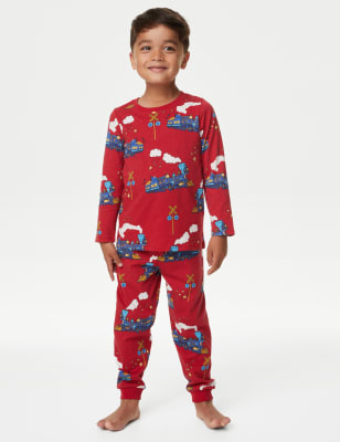 Boys red pyjamas hot sale