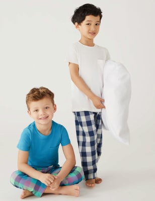 

M&S Collection Pack de 2 pijamas 100% algodón de cuadros (1-8 años) - Blue Mix, Blue Mix