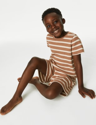 

M&S Collection Pijama 100% algodón gofrado de rayas (1-8 años) - Neutral, Neutral