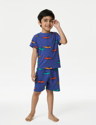 M&S Boys Pure Cotton Aeroplane Pyjamas (1-8 Yrs) - 4-5 Y - Blue Mix, Blue Mix