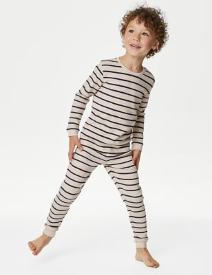 

Boys M&S Collection Pure Cotton Striped Waffle Pyjamas (1-8 Yrs) - Ecru Mix, Ecru Mix