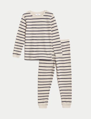Pure Cotton Striped Waffle Pyjamas (1-8 Yrs)