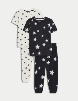 

M&S Collection Pack de 2 pijamas 100% algodón con diseño de estrellas - Black Mix, Black Mix