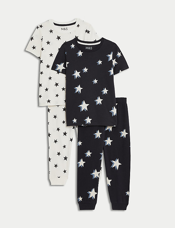 2er-Pack Schlafanzüge aus reiner Baumwolle mit Sternenmuster - AT
