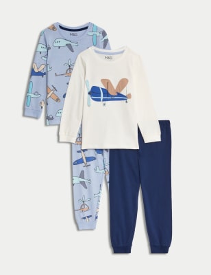 Lot de 2 pyjamas 100 coton motif avion du 1 au 8 ans