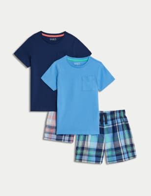 2pk Pure Cotton Checked Pyjama Sets (1-8 Yrs)