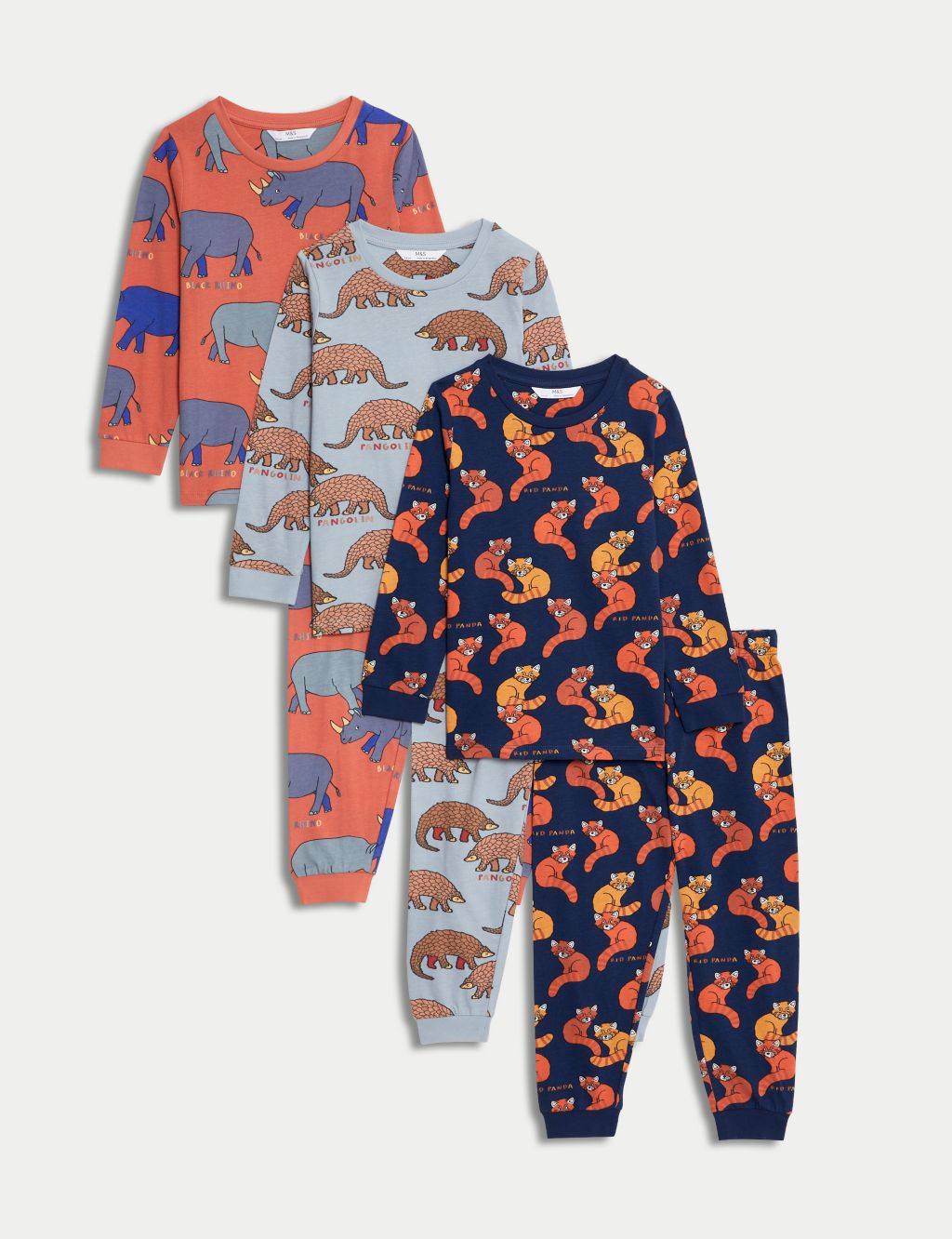 3pk Pure Cotton Animal Pyjama Sets (1-8 Yrs) image 1