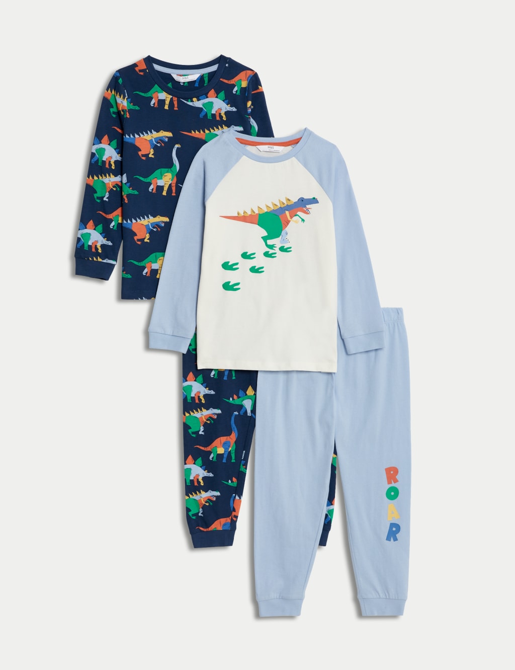 2pk Pure Cotton Dinosaur Pyjama Sets (1-8 Yrs) image 1