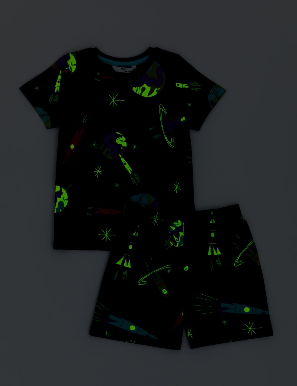 Glow in the Dark Space Short Pyjama Set (1-8 Yrs) image 2