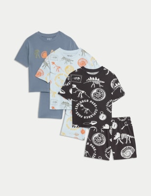 

M&S Collection 3er-Pack Schlafanzüge aus reiner Baumwolle mit Dinomotiv (1-8 J.) - Carbon, Carbon