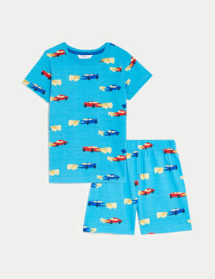 

Boys M&S Collection Pure Cotton Car Short Pyjama Set (1-8 Yrs) - Blue Mix, Blue Mix