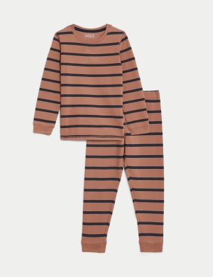 

Boys M&S Collection Cotton Rich Striped Pyjamas (1-8 Yrs) - Brown, Brown