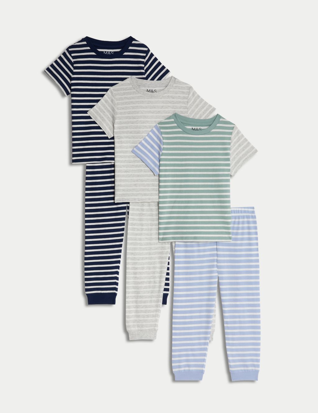 3pk Pure Cotton Striped Pyjama Sets (1-8 Yrs)