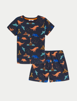 

Boys M&S Collection Pure Cotton Dinosaur Short Pyjama Set (12 Mths - 8 Yrs) - Black Mix, Black Mix