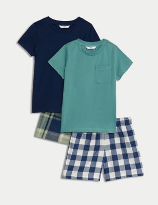 2pk Cotton Rich Checked Pyjama Sets (1-8 Yrs)
