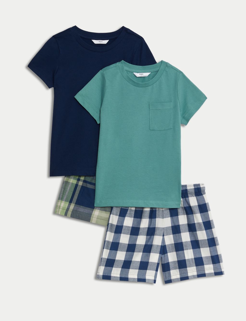 2pk Cotton Rich Checked Pyjama Sets (1-8 Yrs) image 1
