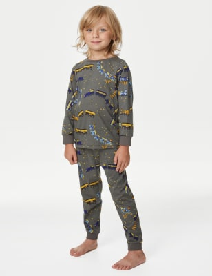 Pyjama 100 coton motif train phosphorescent du 1 au 8 ans