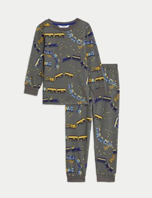 

Unisex,Boys,Girls M&S Collection Pure Cotton Glow in the Dark Train Pyjamas (1-8 Yrs) - Green Mix, Green Mix