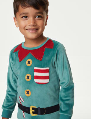 

Unisex,Boys,Girls M&S Collection Velour Elf Pyjamas (1-8 Yrs) - Green Mix, Green Mix