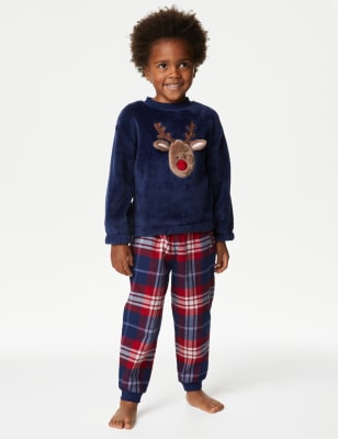 Pyjama en velours motif renne du 1 au 8 ans