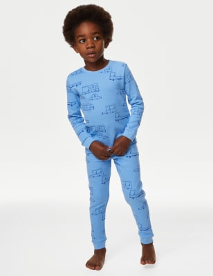 Pyjama 100 coton gaufr imprim v hicule du 1 au 8 ans