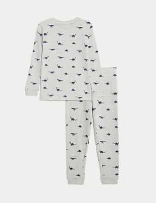 Pure Cotton Dinosaur Print Waffle Pyjamas (1-8 Yrs)