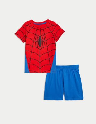 M&S Boys Pure Cotton Spider-Man Pyjamas (2-8 Yrs) - 3-4 Y - Red Mix, Red Mix