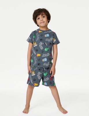 M&S Boys Marvel Shorties (3-12 Yrs) - 8-9 Y - Carbon, Carbon