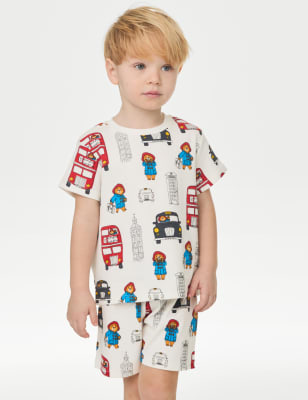 M&S Boys Pure Cotton Paddington Waffle Pyjamas (1-7 Yrs) - 1-2Y - White Mix, White Mix