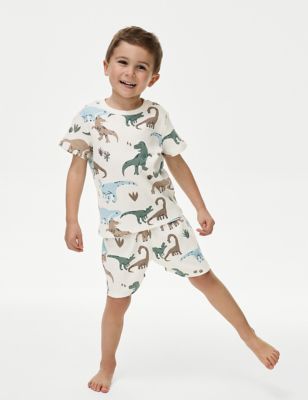 Pure Cotton Dinosaur Waffle Pyjamas (1-8 Yrs) - GR