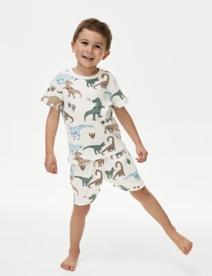 Pure Cotton Dinosaur Waffle Pyjamas (1-8 Yrs) - GR