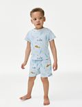 Puur katoenen pyjama met wafelpatroon en zeeprint (1-8 jaar)