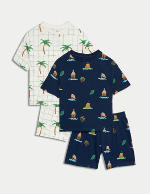 2pk Pure Cotton Palm Tree Pyjamas (1-8 Yrs)