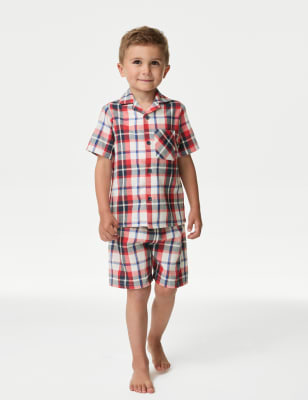

M&S Collection Karierter Schlafanzug aus reiner Baumwolle (1-8 Jahre) - Red Mix, Red Mix